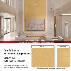 Vân gỗ xương cá vàng kem PET TT-869