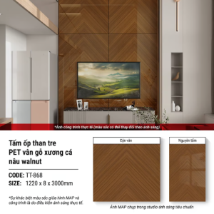 Vân gỗ xương cá nâu PET TT- 868