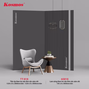 Tấm ốp và lam sóng than tre vân đơn sắc xám chì 6S818 & TT-818