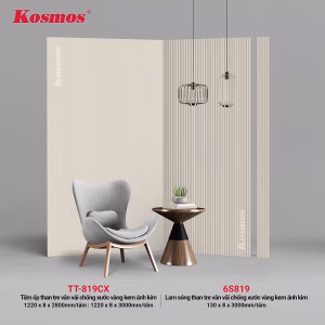 Tấm ốp và lam sóng than tre vân vải vàng kem ánh kim 6S819 & TT-819CX