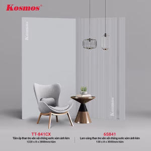 Tấm ốp và lam sóng than tre vân vải xám ánh kim 6S841 & TT-841CX
