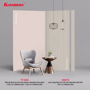 Tấm ốp và lam sóng than tre vân vải vàng kem 6S819 & TT-855