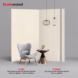 Tấm ốp và lam sóng than tre vân vải vàng kem ánh kim G-883 & G5S883