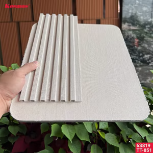 Tấm ốp và lam sóng than tre vân vải vàng kem ánh kim 6S819 & TT-851