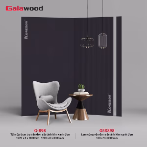 Tấm ốp và lam sóng than tre vân đơn sắc ánh kim xanh đen G-898 & G5S898