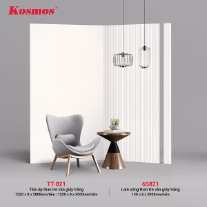 Tấm ốp và lam sóng than tre vân giấy trắng 6S821 & TT-821