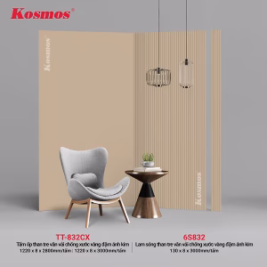 Tấm ốp và lam sóng than tre vân vải vàng đậm ánh kim 6S832 & TT-832CX
