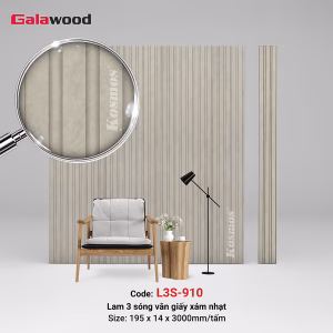 Tấm ốp lam 3 sóng vân giấy xám nhạt (Light Grey) L3S-910
