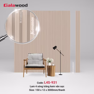 Tấm ốp lam 4 sóng trắng kem vân sọc L4S-931