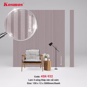 4 sóng thấp SPC vân vải xám 4SK-932