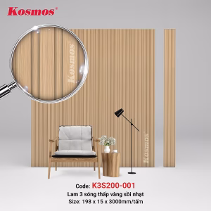 3 sóng thấp SPC vàng sồi nhạt (Natural Oak) K3S200-001