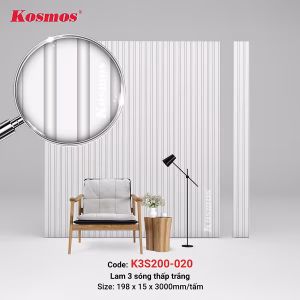 Tấm ốp lam 3 sóng thấp SPC trắng (White) K3S200-020