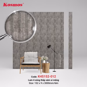 4 sóng thấp SPC xám xi măng đậm (Dark Grey Concrete) K4S152-012