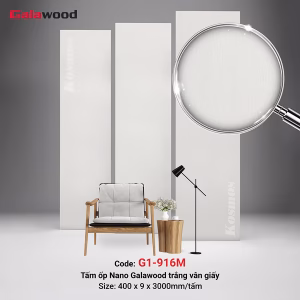 Tấm ốp Nano 9mm SPC trắng vân giấy G1-916M