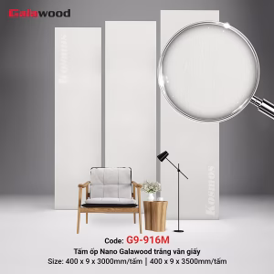 Tấm ốp Nano 9mm SPC trắng vân giấy G9-916M