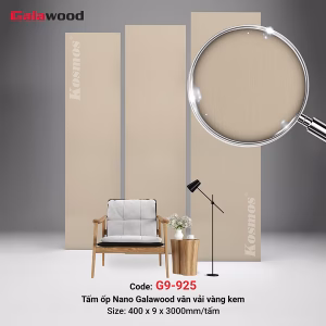 Tấm ốp Nano 9mm SPC vân vải vàng kem G9-925