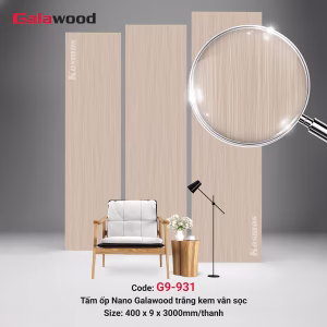 Tấm ốp Nano 9mm SPC trắng kem vân sọc G9-931