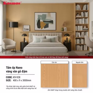 Tấm ốp Nano 9mm SPC vàng vân gỗ đậm K9-928