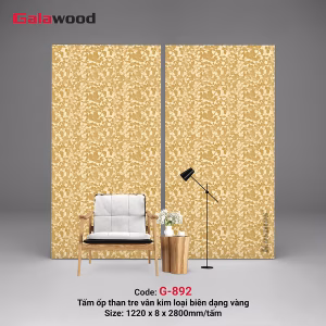 Vân kim loại biên dạng lục giác phẳng vàng G-892