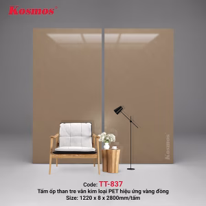 Vân kim loại PET hiệu ứng xước vàng đồng TT-837