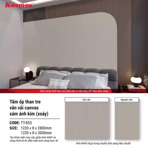 Vân vải canvas xám ánh kim hiệu ứng xoáy TT-853