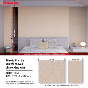 Vân vải canvas chia ô vàng xám TT-861