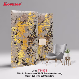 Vân đá PET thạch anh ánh vàng TT-875